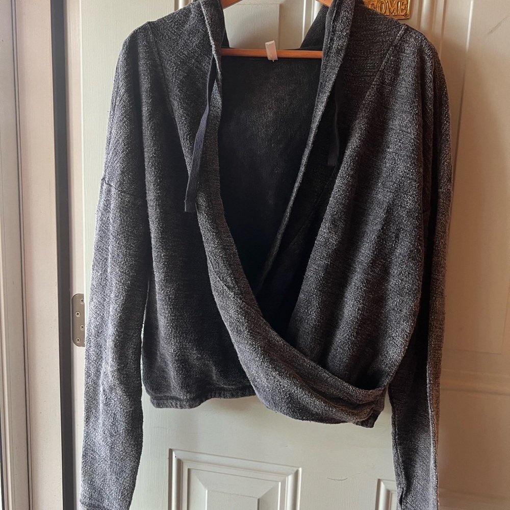 FP Movement by Free People Charcoal Wrap Hoodie Sweater